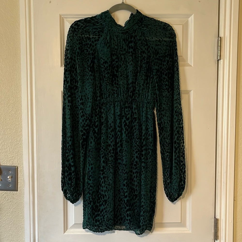 Alc velvet green long sleeve mini dress